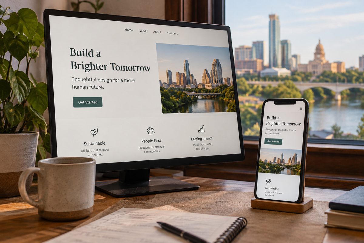 Responsive web page on a monitor and phone